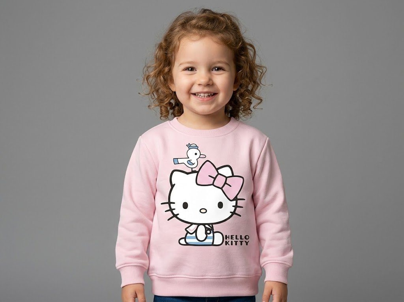 Hello Kitty Bird Sweatshirt Light Pink - Girl (Sitting with Seagull)-10