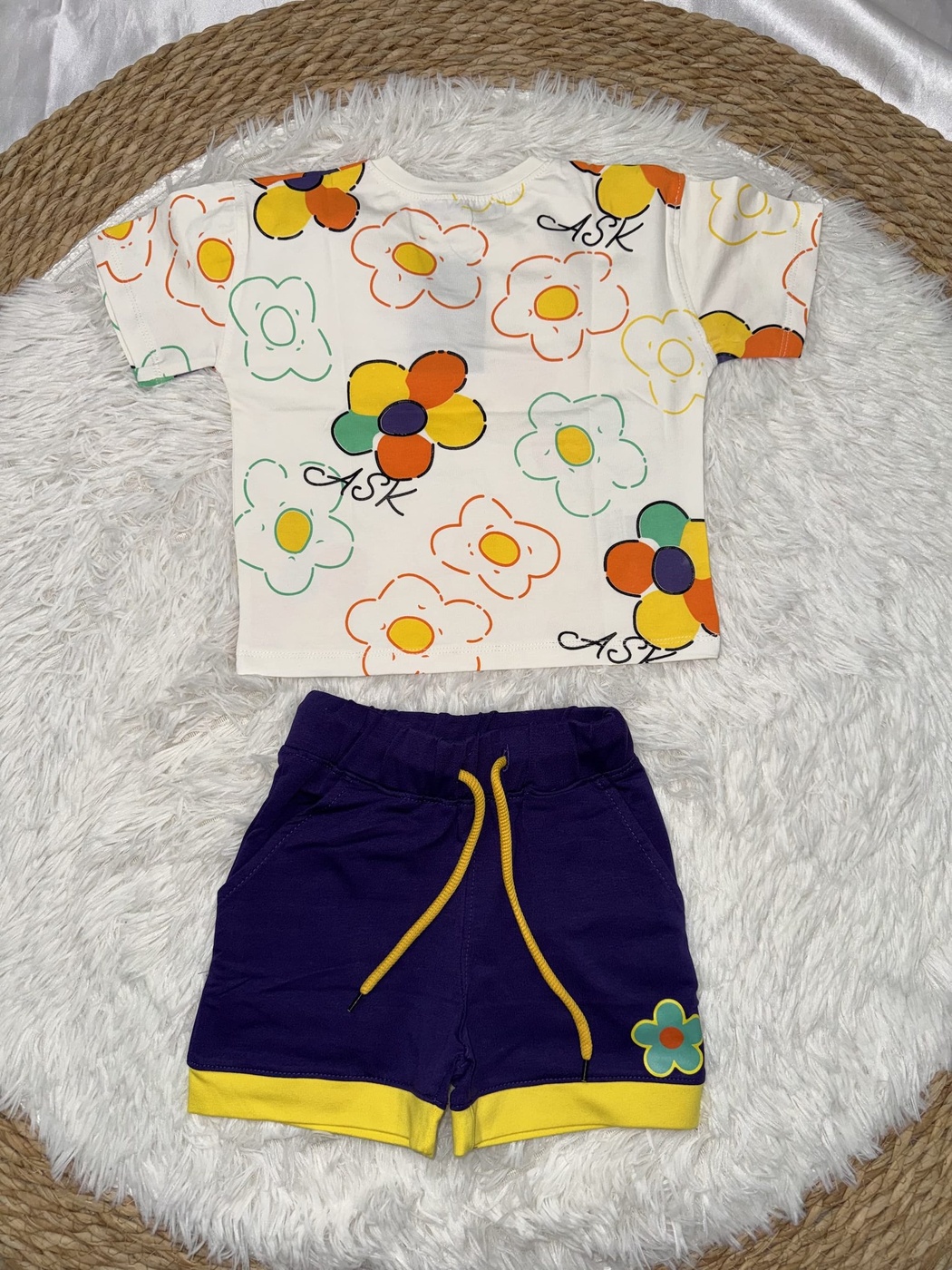 Floral White Shorts Set - Girl (Floral Top)-04