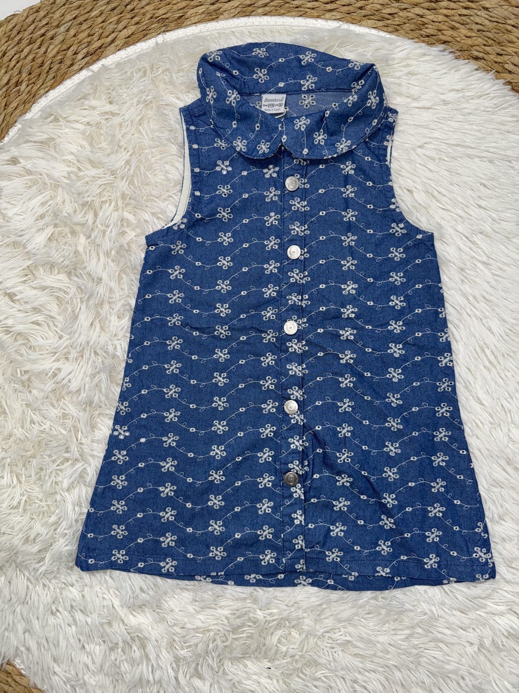 Blue Collared Dress - Girl (Button Front)-08