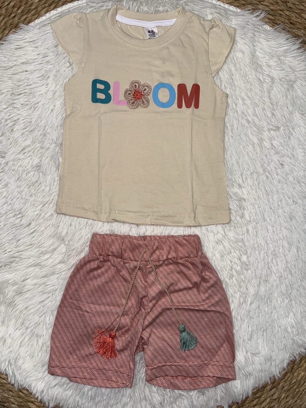 Bloom Pink Shorts Set - Girl (Floral Lettering)-6-9M