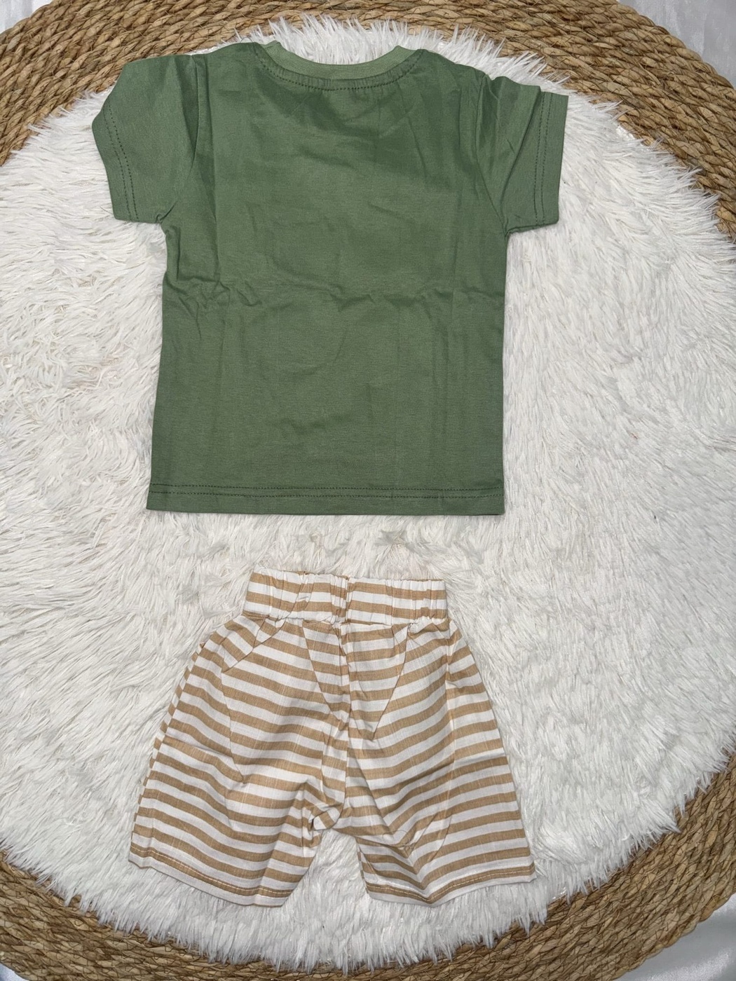 Just Do It Olive Green Shorts Set - Boy (Text Graphic)-12M