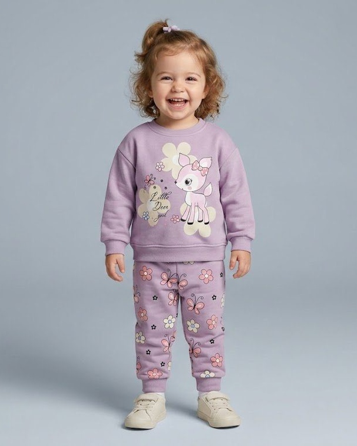 Little Deer Purple Set - Girl (Butterfly Pants)