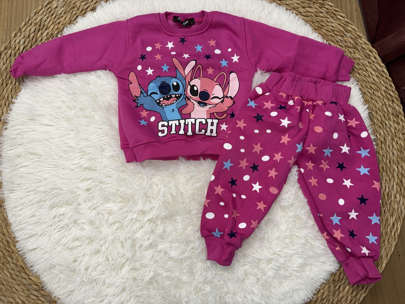 Stitch & Angel Pink Set - Girl (Star Pants)-01