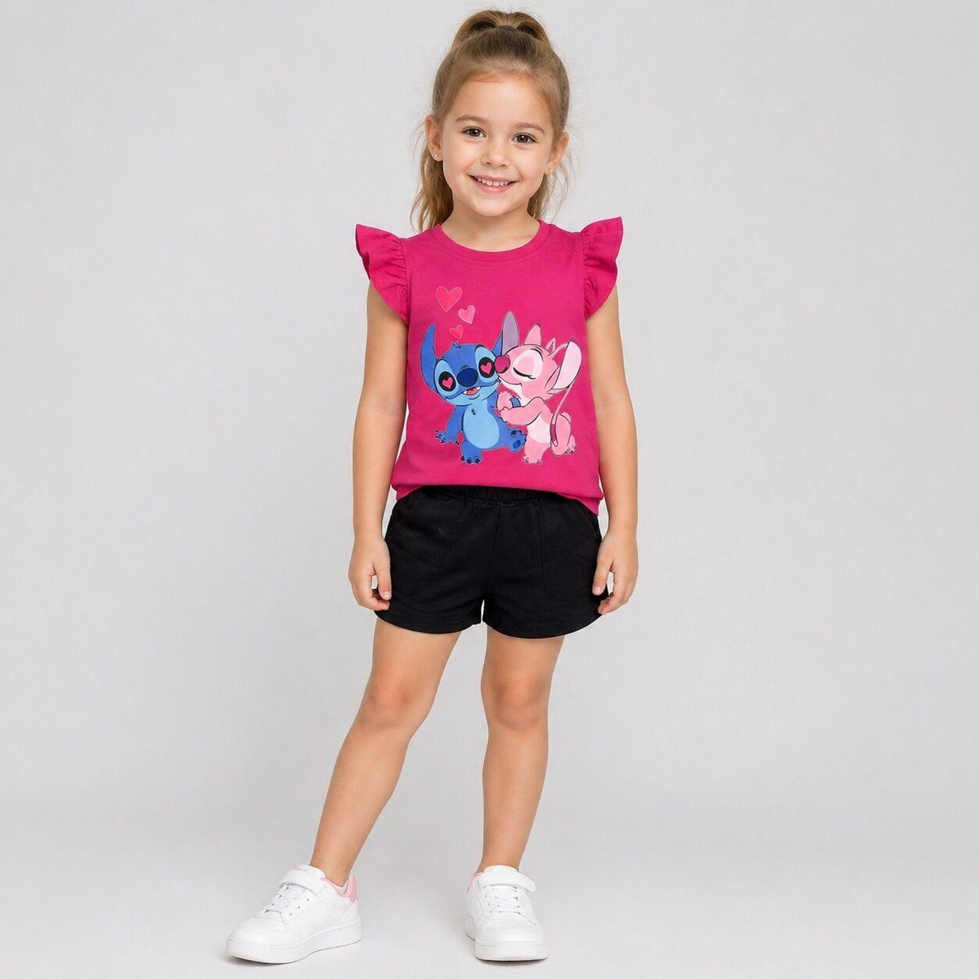 Stitch Pink Ruffle Set - Girl (Ruffle Sleeves)-08