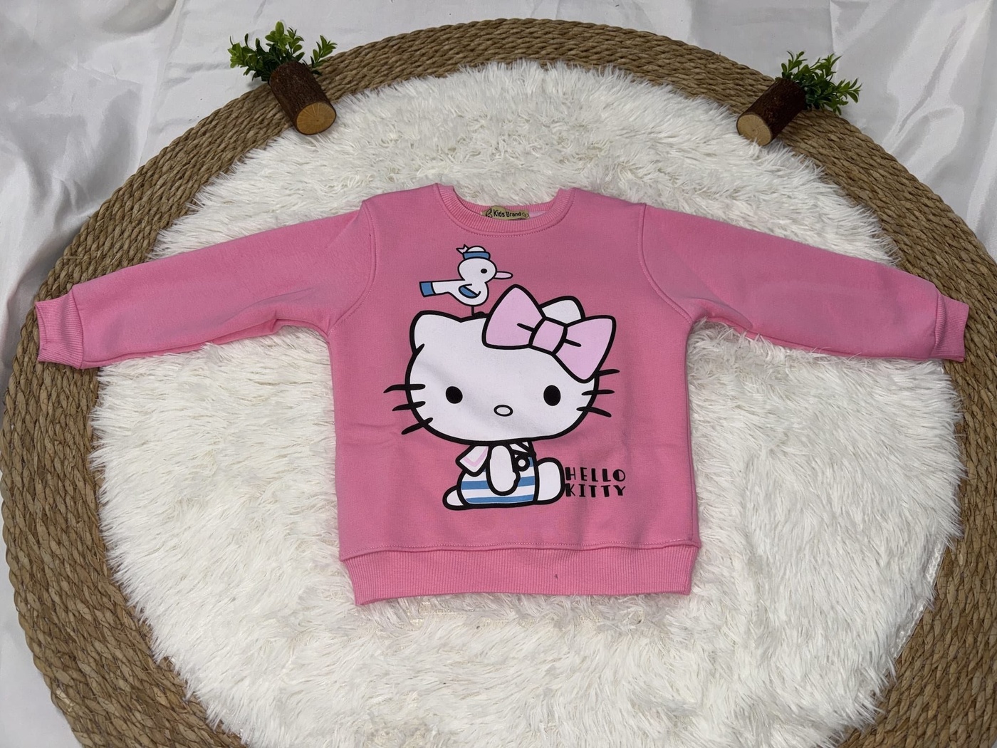 Hello Kitty Bird Sweatshirt Hot Pink - Girl (Sitting with Seagull)-08