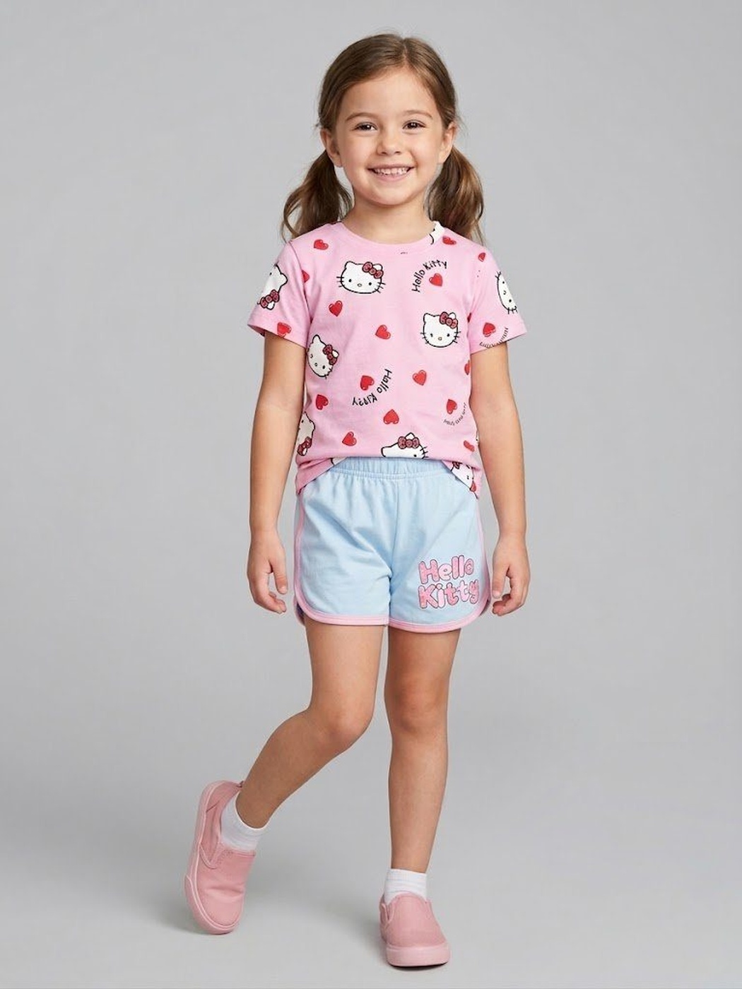 Hello Kitty Pink Set - Girl (Blue Shorts)-10
