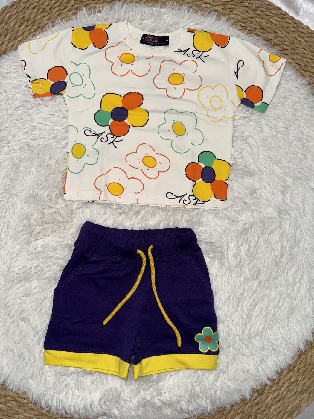 Floral White Shorts Set - Girl (Floral Top)-04