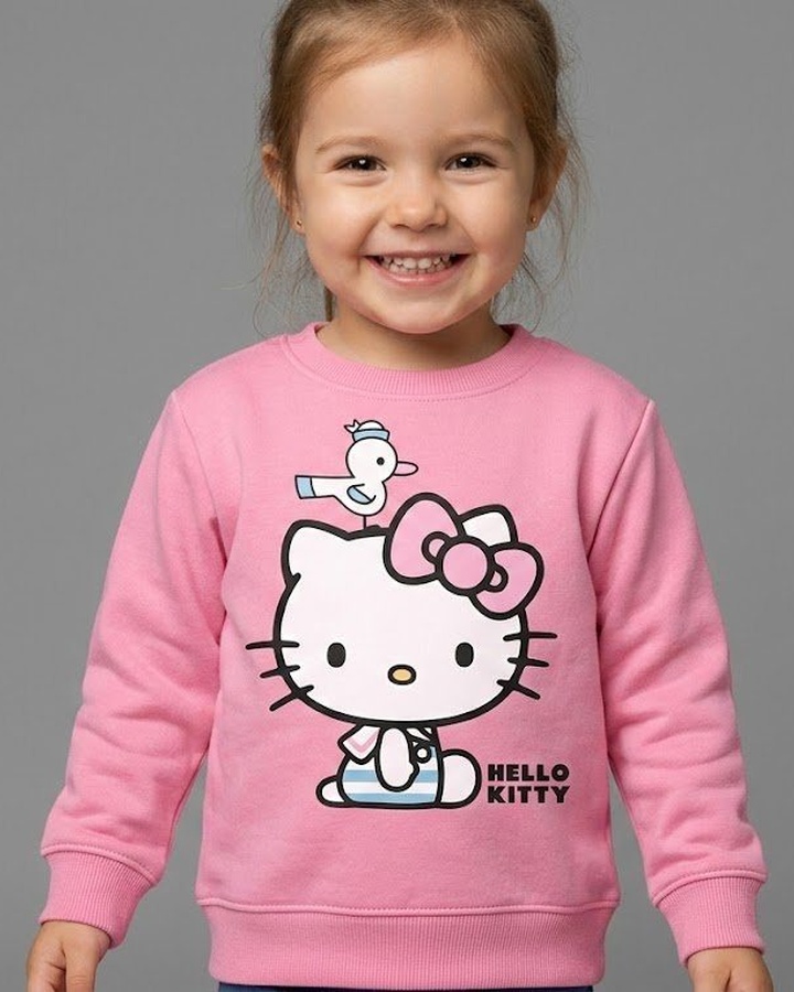 Hello Kitty Bird Sweatshirt Hot Pink - Girl (Sitting with Seagull)