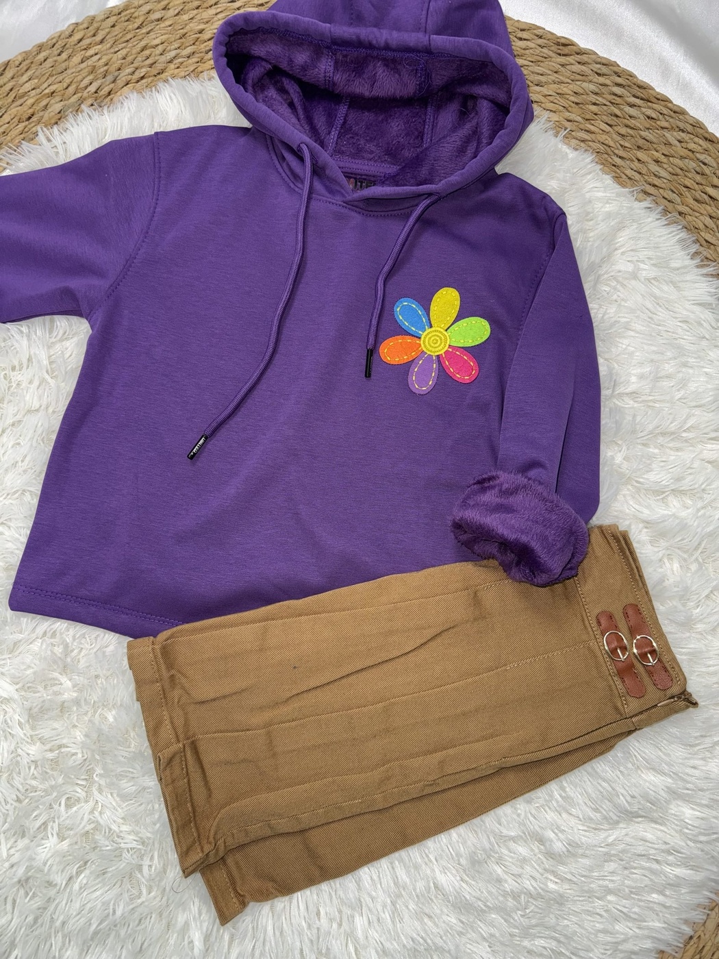 Wish Love Dream Hoodie Set Purple - Girl (Brown Buckle Skirt)-10