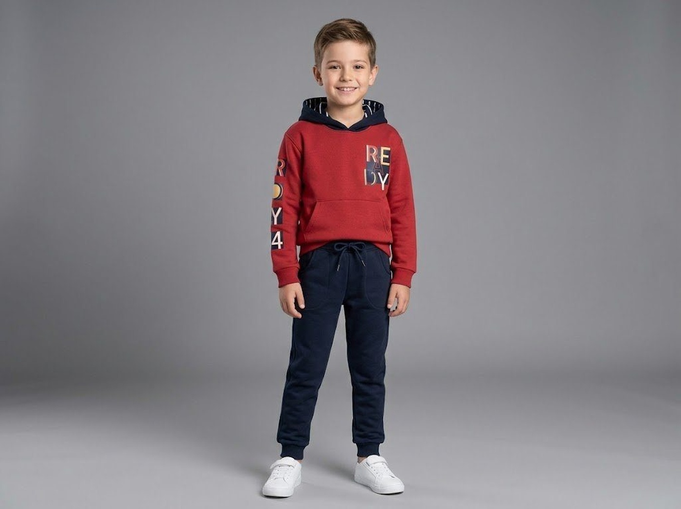 Ready Red Set - Boy (Colorblock Hood)-14