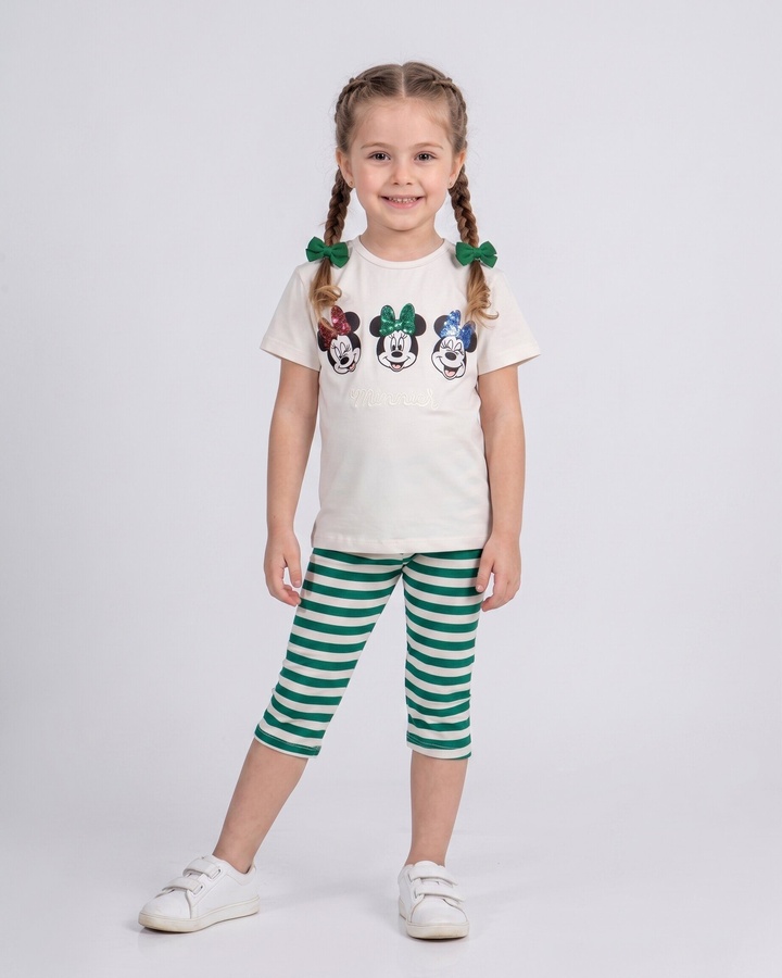 Minnie Mouse Beige Set - Girl (Striped Pants)