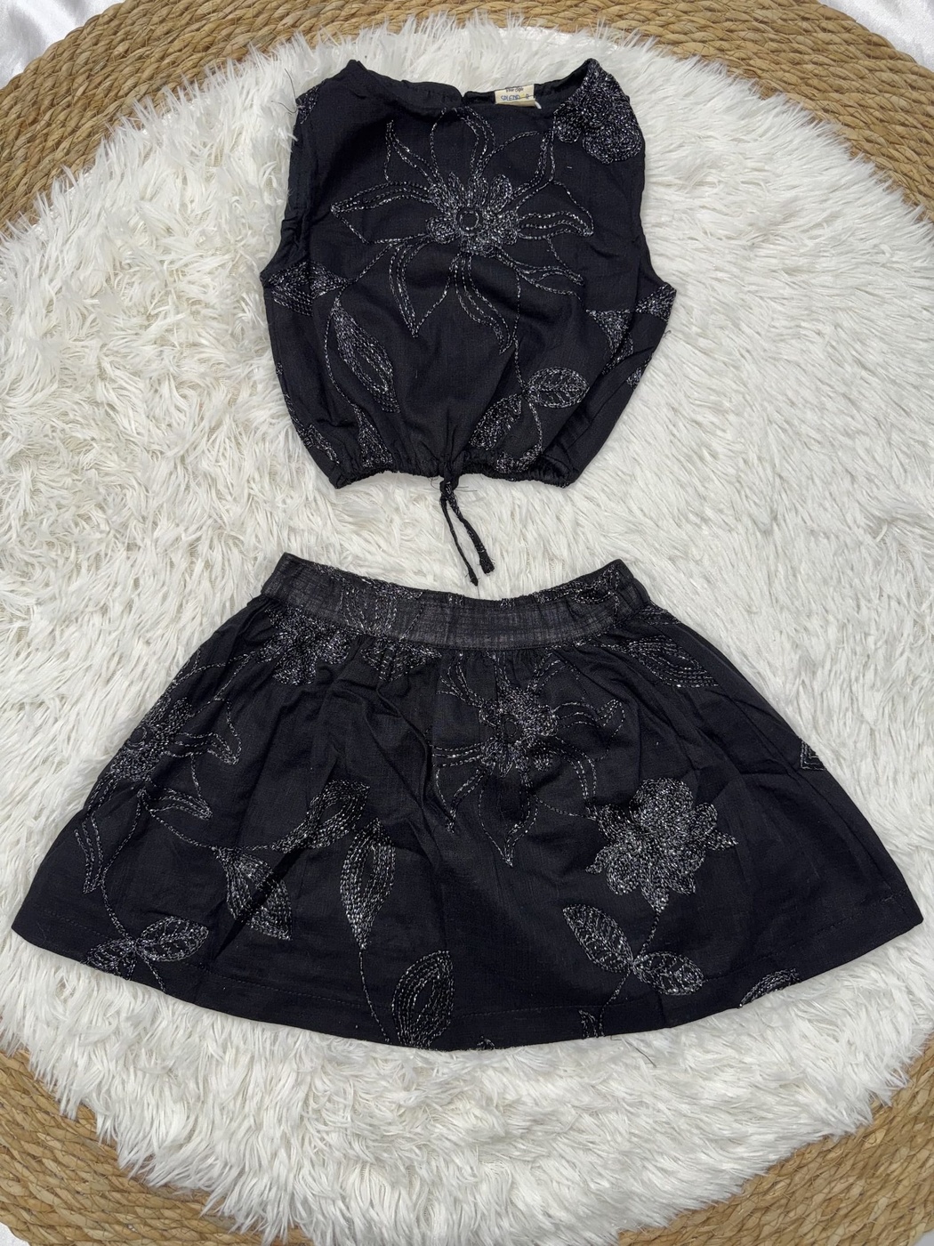 Black Skirt Set - Girl (Floral Skirt)-05