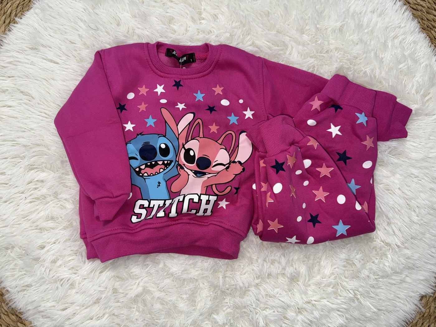 Stitch & Angel Pink Set - Girl (Star Pants)-01