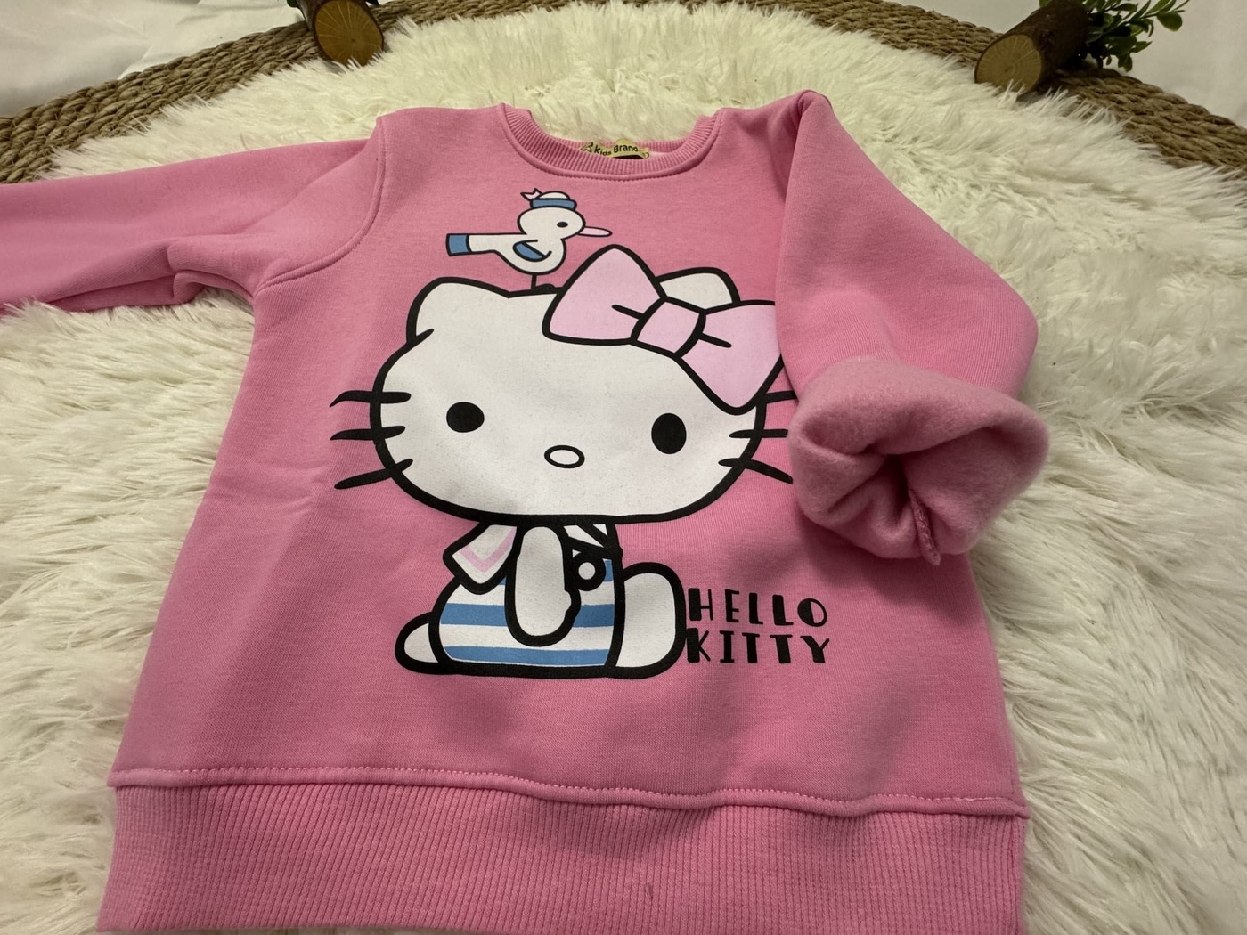 Hello Kitty Bird Sweatshirt Hot Pink - Girl (Sitting with Seagull)-08