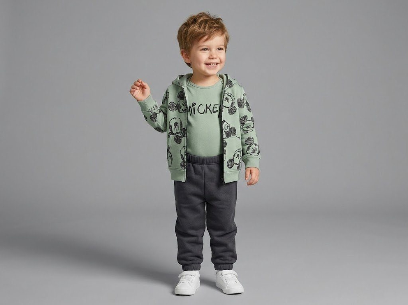 Mickey Mouse Green Vest Set - Baby Boy (Sleeveless)-12M