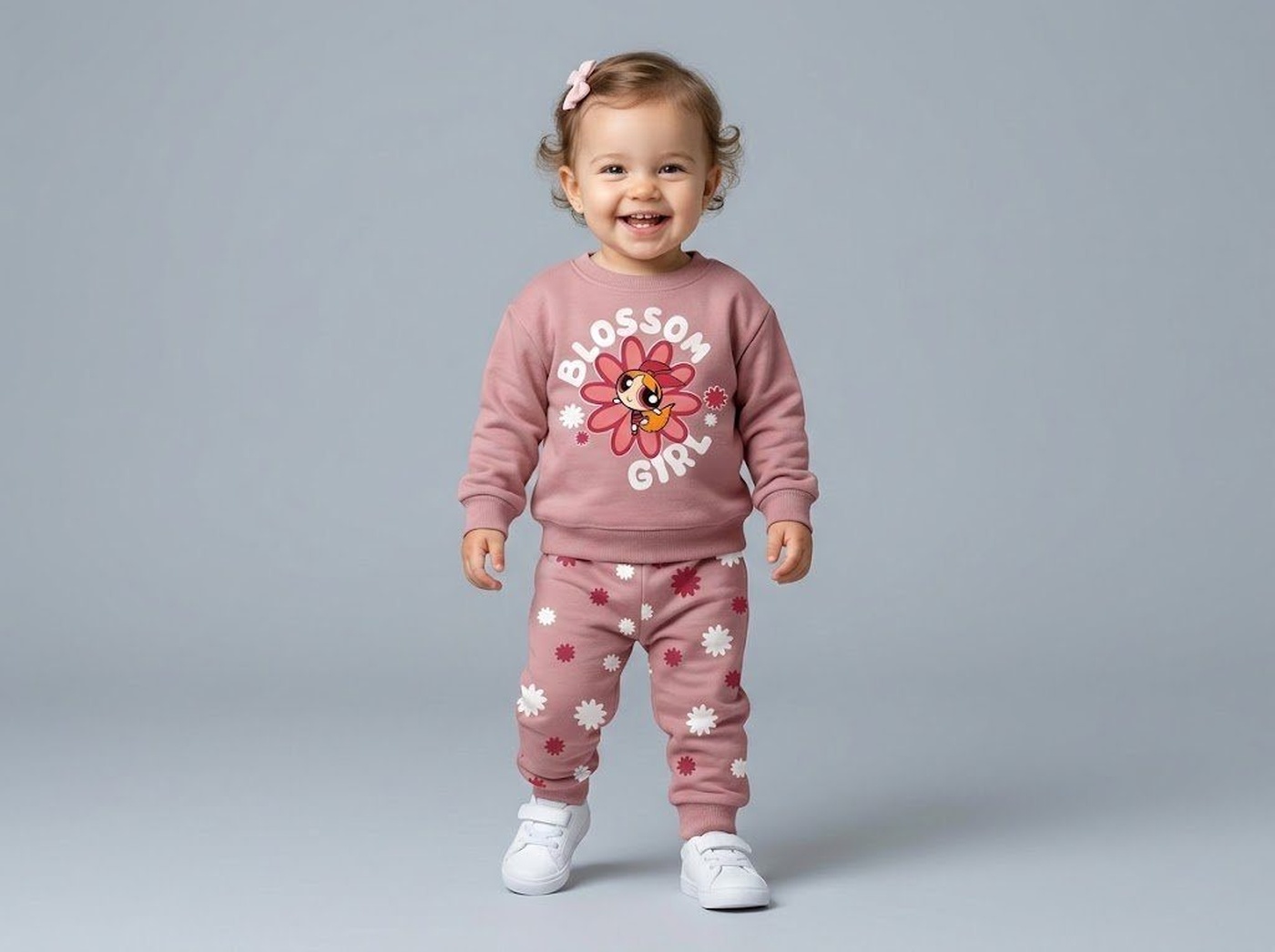Powerpuff Blossom Pink Set - Girl (Flower Pants)-01