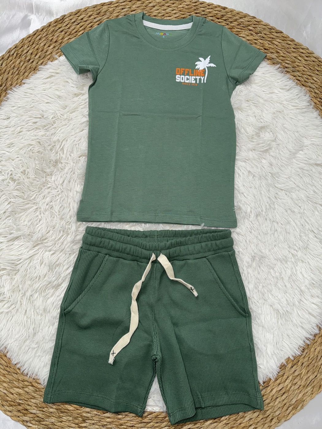 Offline Green Shorts Set - Boy (Back Graphic)-06