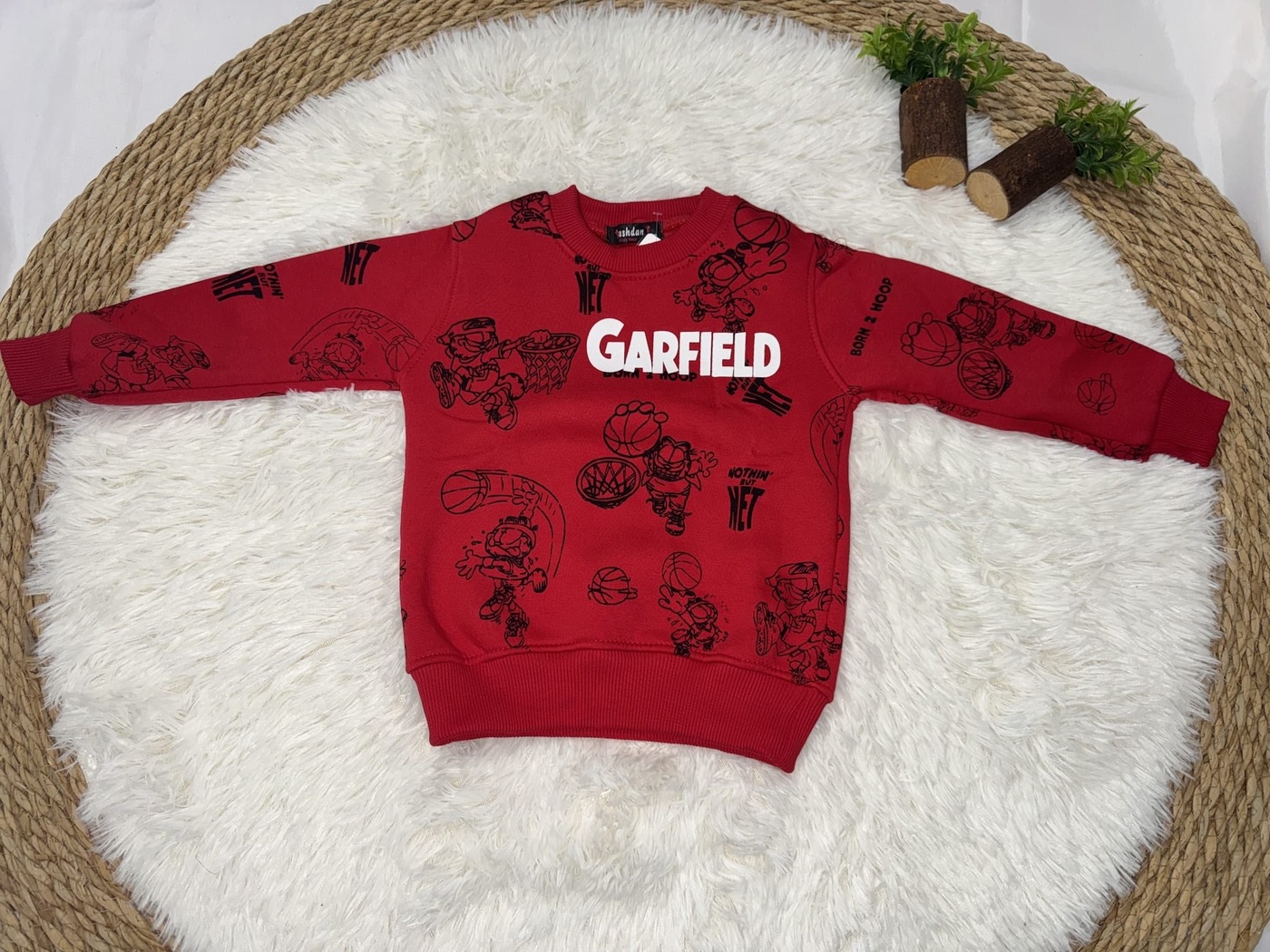 Garfield Sweatshirt Red - Boy (All Over Basketball Print)-08
