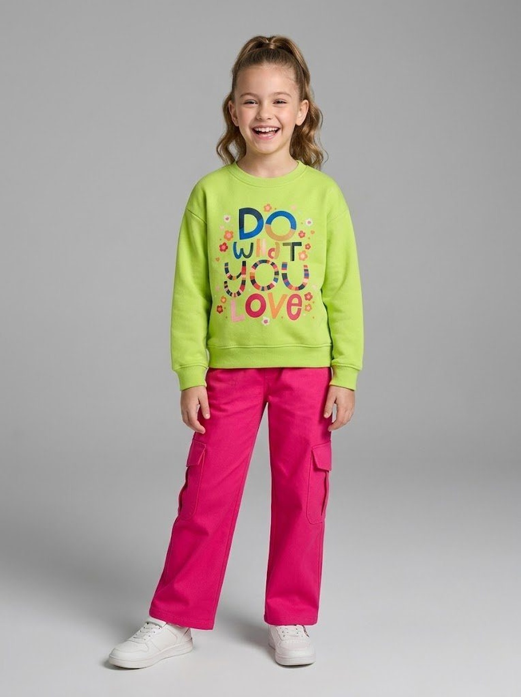 Do What You Love Set Lime Green - Girl (Hot Pink Cargo Pants)-10