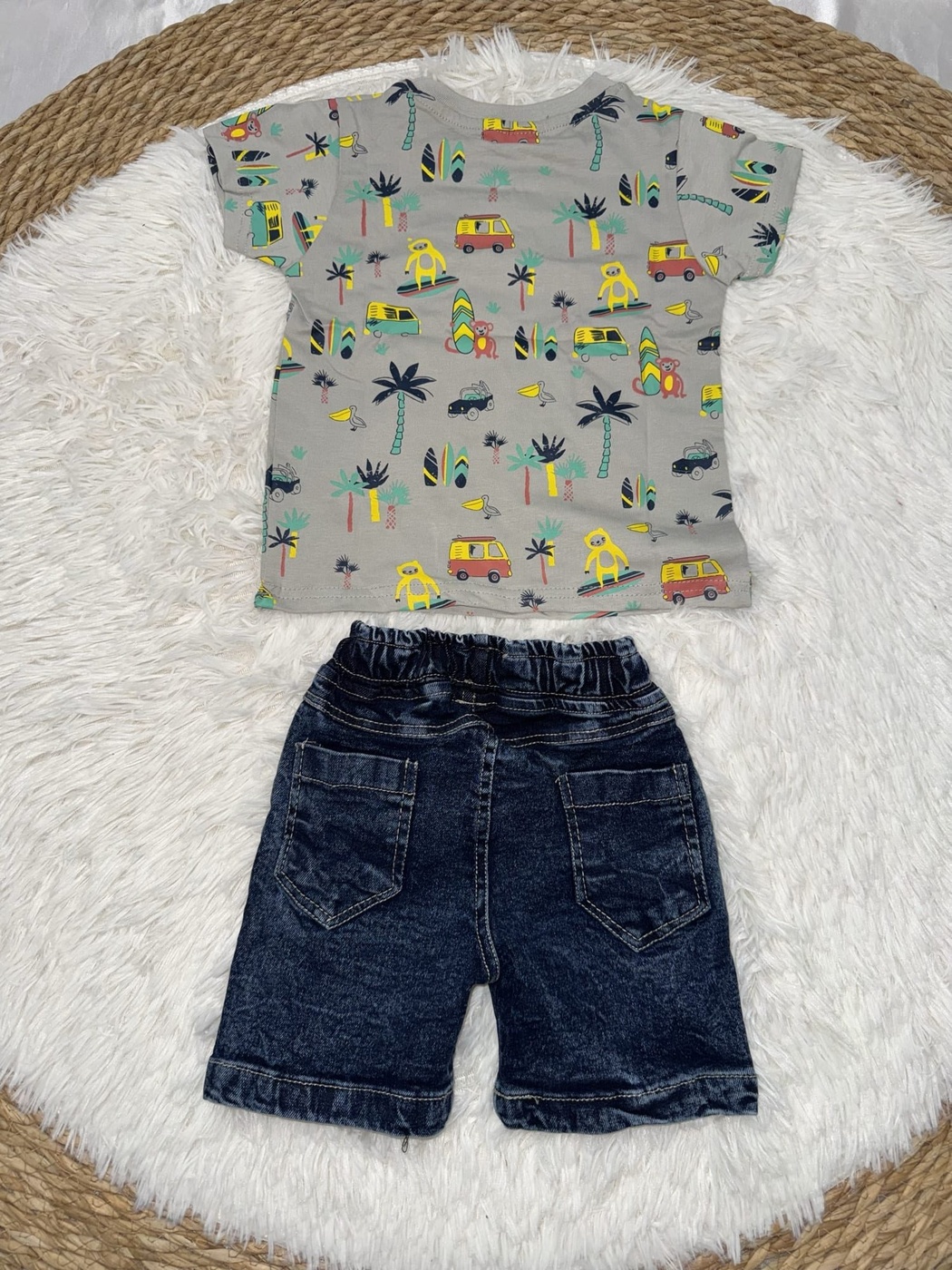 Travel Gray Shorts Set - Boy (Travel Motif Top)-9-12M