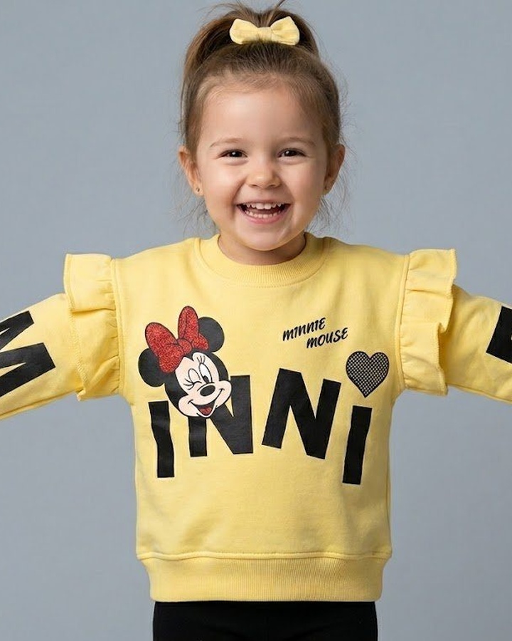 Minnie Mouse Sweatshirt Yellow - Girl (Big MINNI Letters)