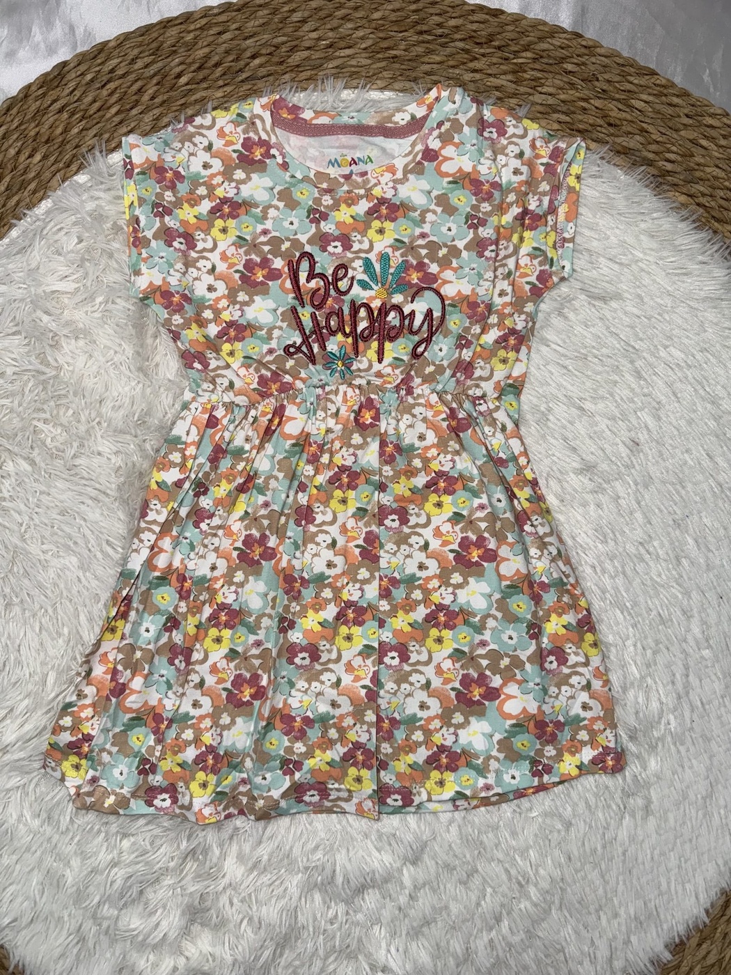 Be Happy Multi-Color Dress - Girl (Floral)-06