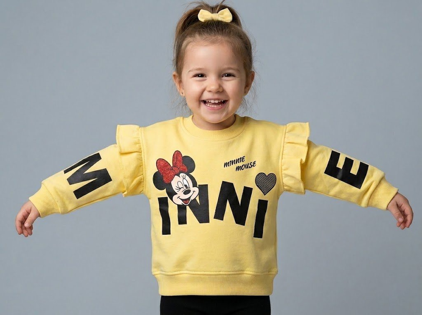 Minnie Mouse Sweatshirt Yellow - Girl (Big MINNI Letters)-05