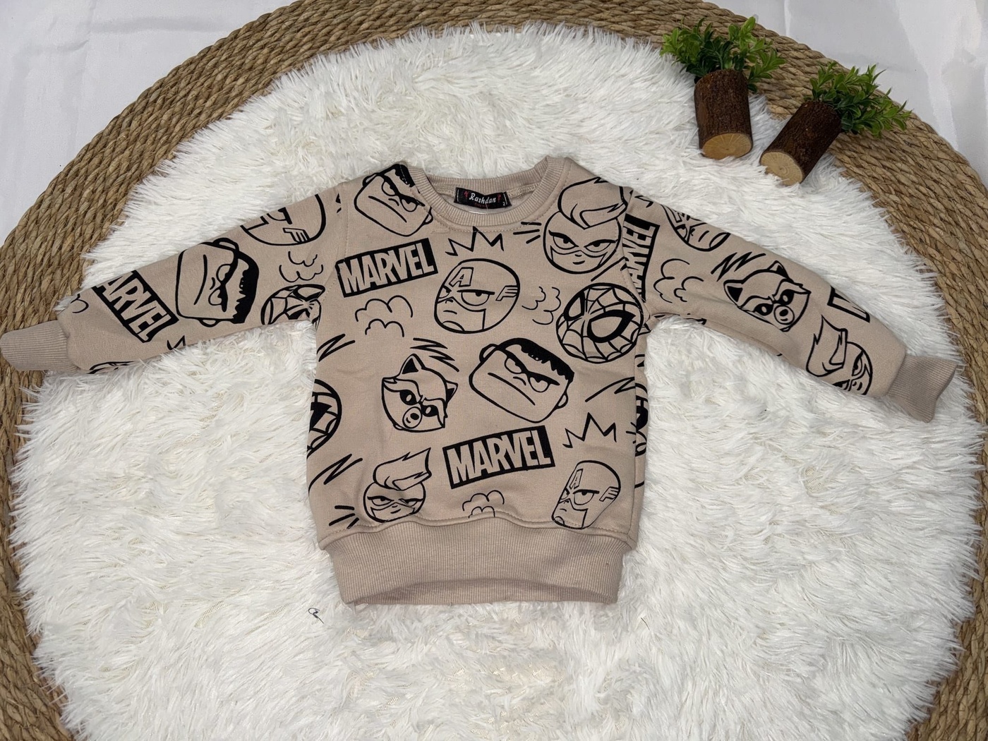 Marvel Sketch Sweatshirt Beige - Boy (All Over Line Art)-08
