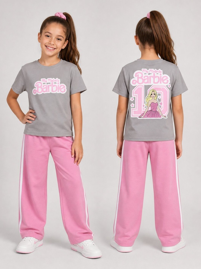 Barbie Gray and Pink Set - Girl (Back Graphic)