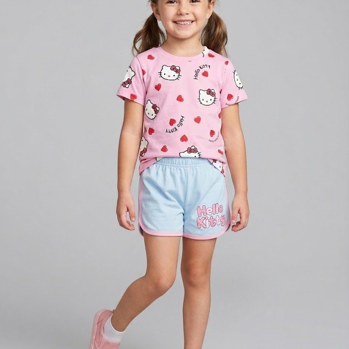 Hello Kitty Pink Set - Girl (Blue Shorts)