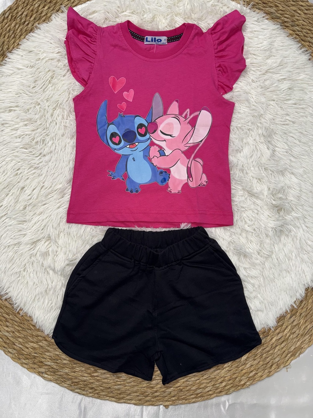 Stitch Pink Ruffle Set - Girl (Ruffle Sleeves)-08
