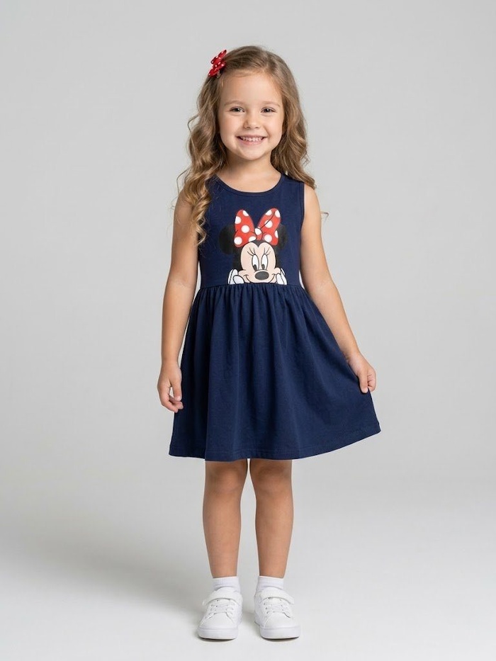 Brand Minnie Mouse Navy Dress - Girl (Front Graphic)