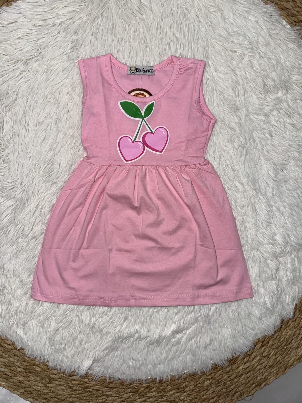 Brand Cherry Pink Dress - Girl (Front Cherry Graphic)-02