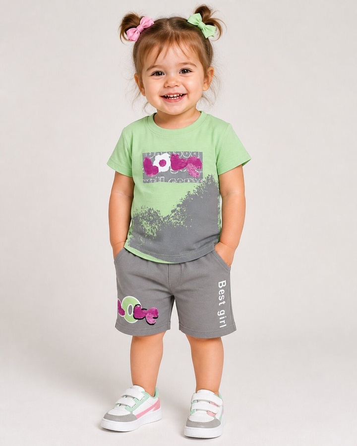 Best Girl Green Shorts Set - Girl (Best Girl Text)