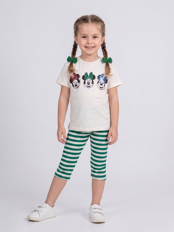 Minnie Mouse Beige Set - Girl (Striped Pants)
