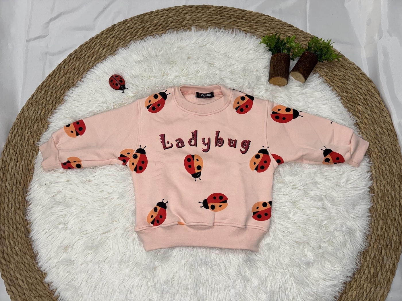 Ladybug Sweatshirt Light Pink - Girl (All Over Ladybug Print)-03