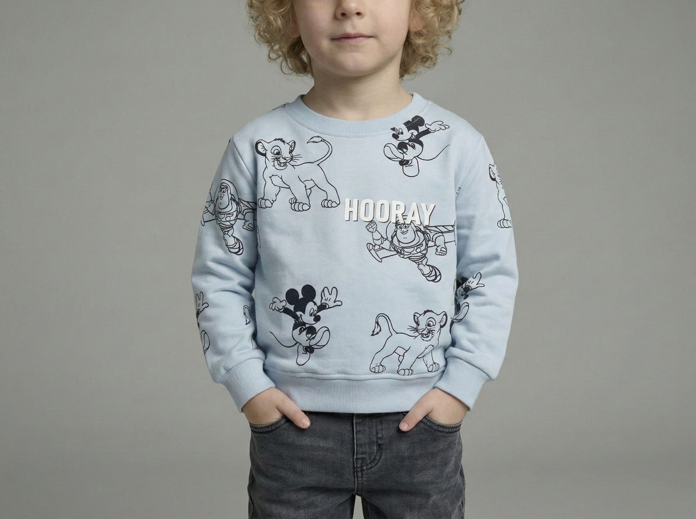 Disney Mix Sweatshirt Light Blue - Boy (Hooray Text)-08