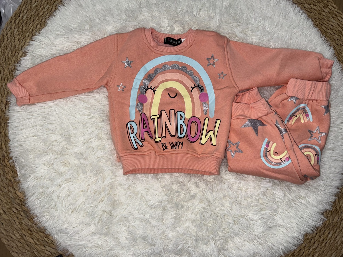 Rainbow Smile Pink Set - Girl (Patterned Pants)-02