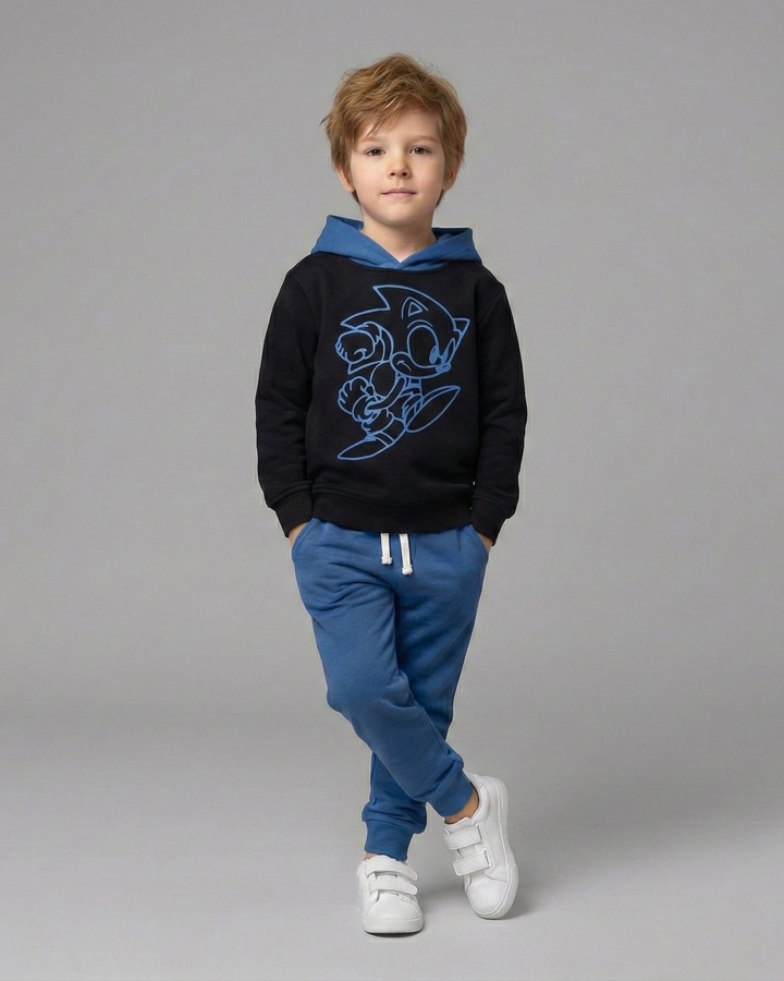 Sonic The Hedgehog Set Black & Royal Blue - Boy (Neon Outline Print)