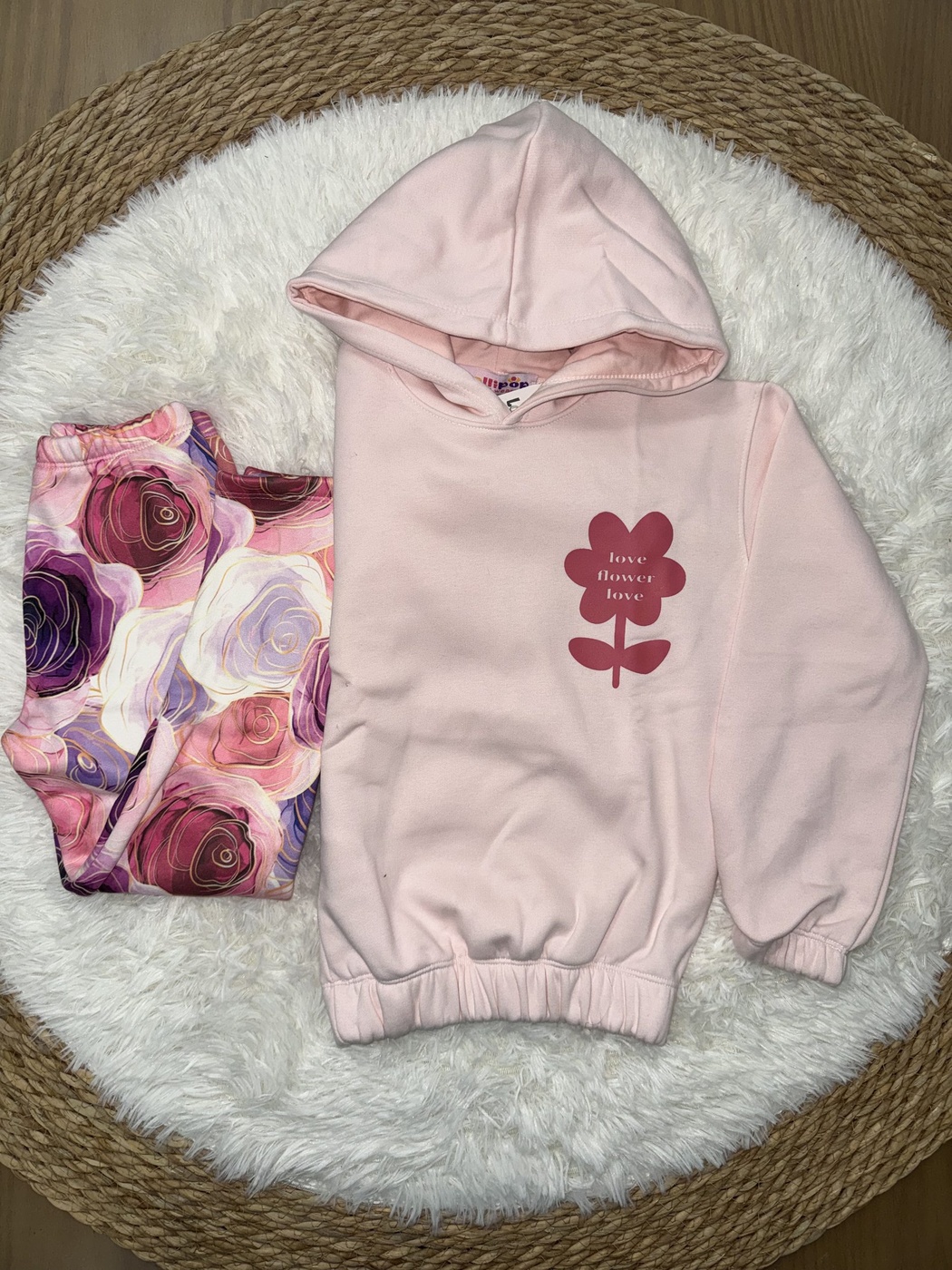 Love Flower Pink Set - Girl (Rose Pattern Pants)-14