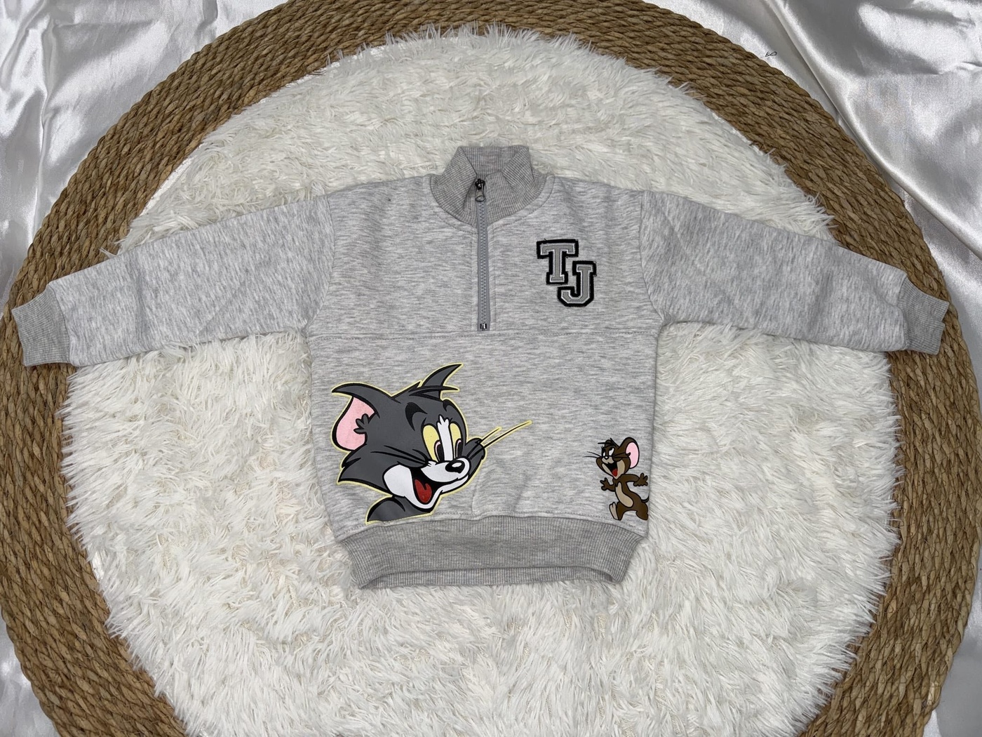 Tom & Jerry Half Zip Set Grey - Boy (Mint Green Cargo Pants)-10