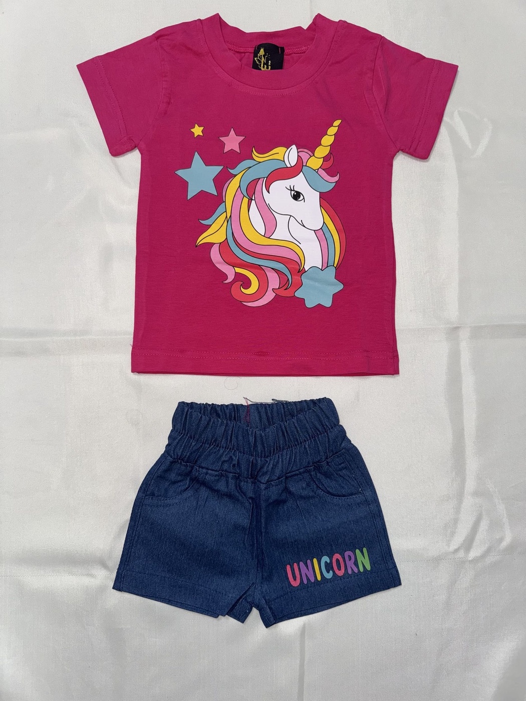 Unicorn Pink Shorts Set - Girl (Front Character Graphic)-01