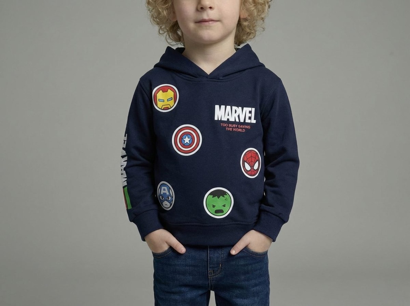 Marvel Avengers Hoodie Navy - Boy (Round Face Icons)-08