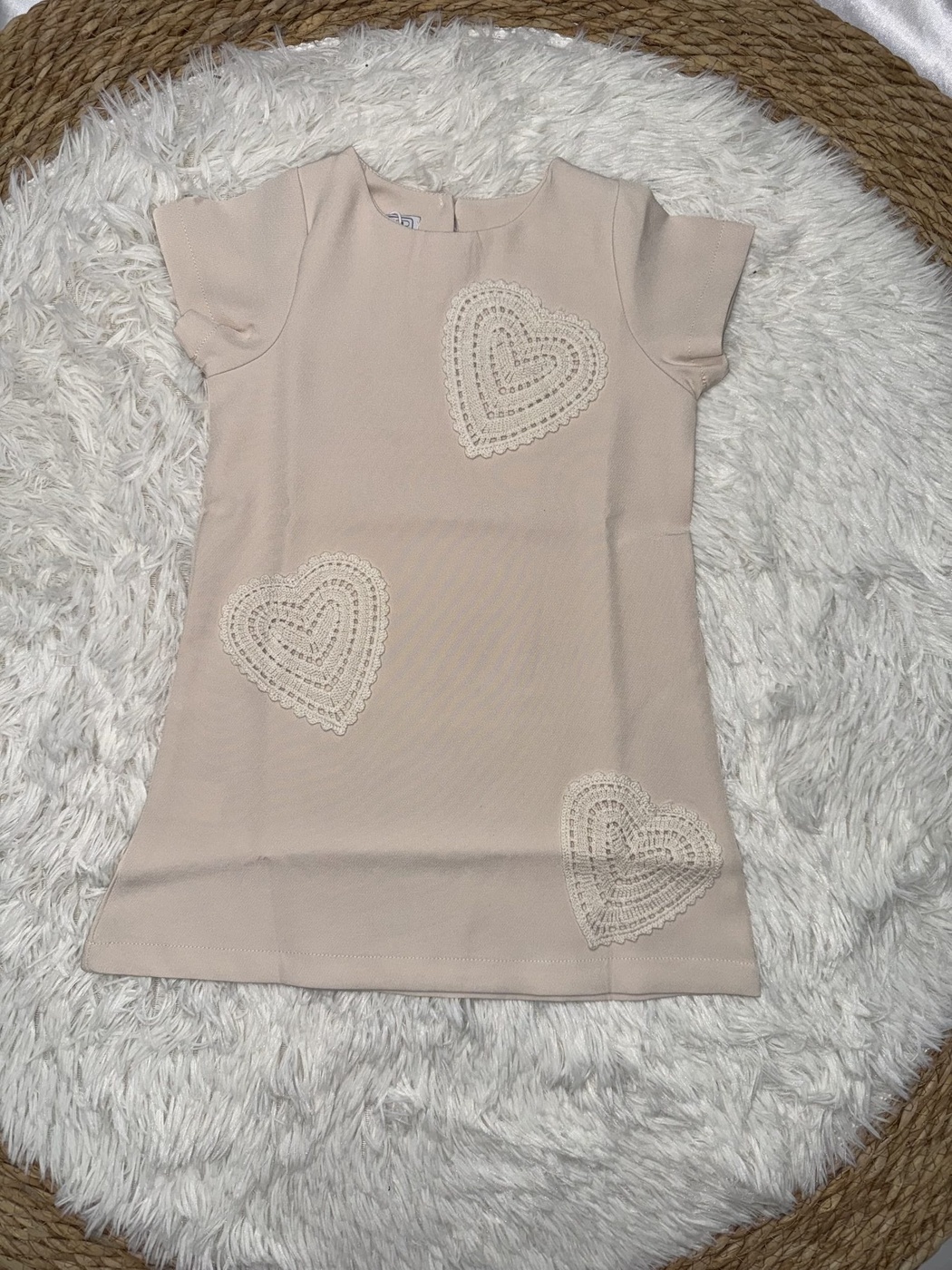 Beige Heart Dress - Girl (Heart Detail)-05