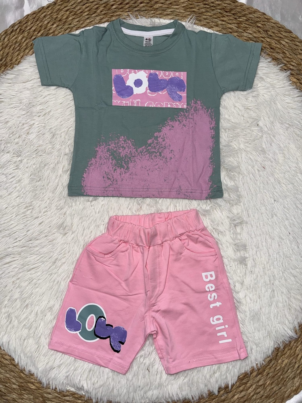 Best Girl Pink Shorts Set - Girl (Best Girl Text)-6-9M