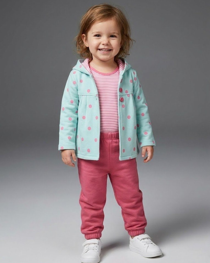 Mint Polka Dot 3-Piece Set - Baby Girl (Pink Striped Onesie)