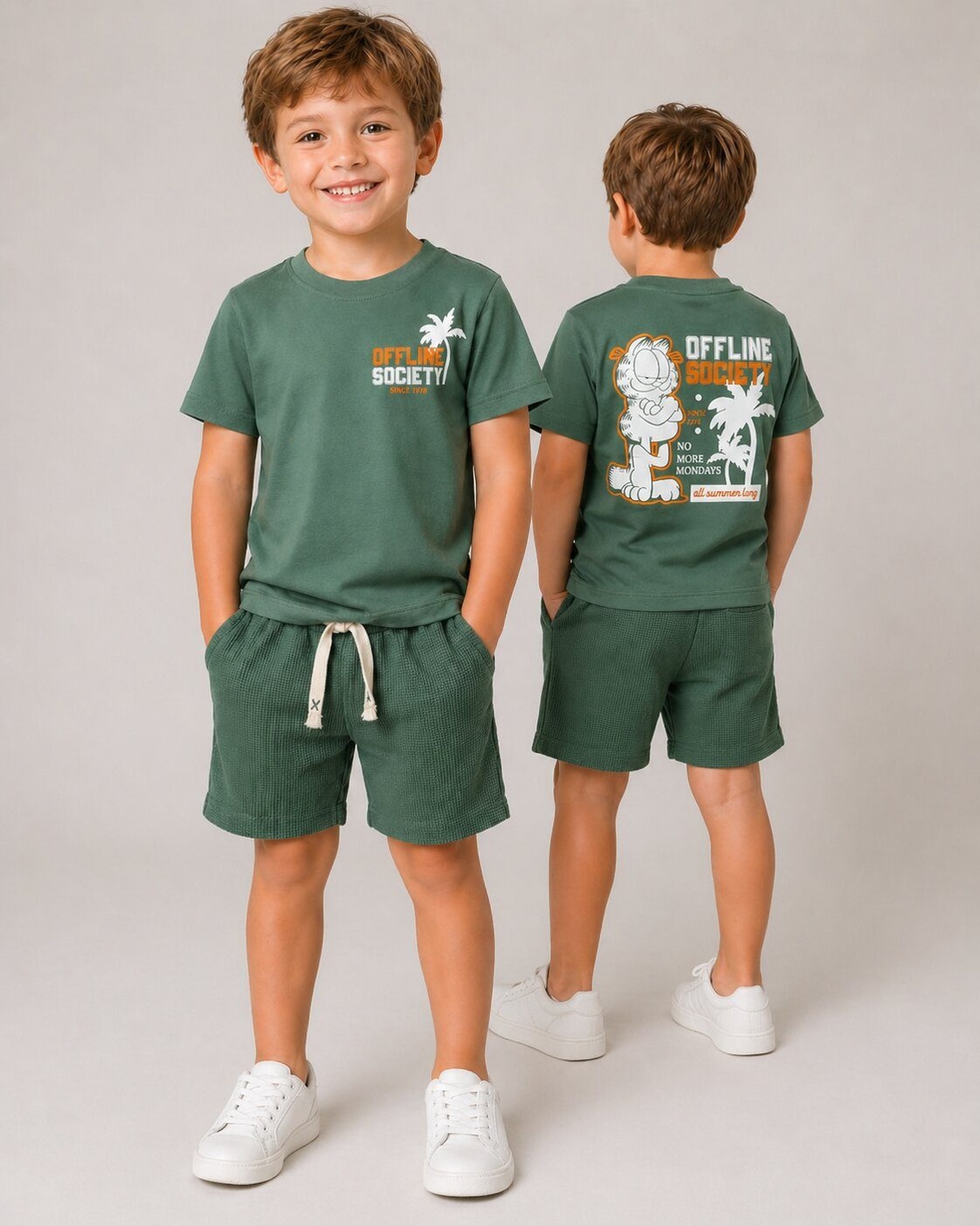 Offline Green Shorts Set - Boy (Back Graphic)-06