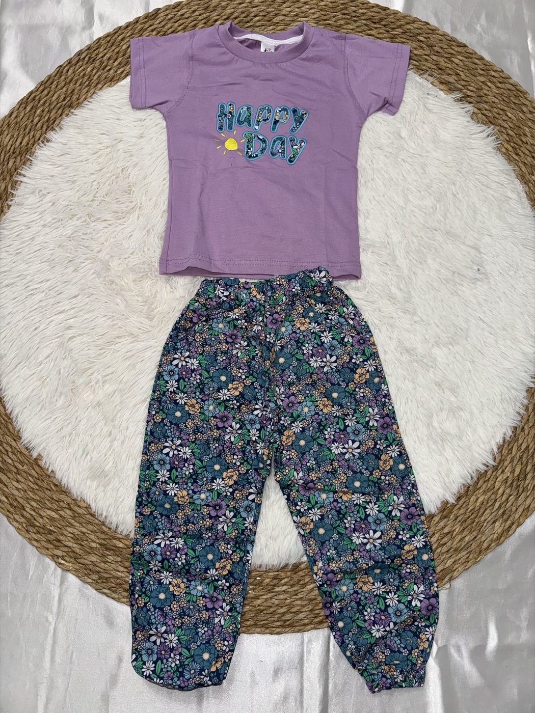 Happy Day Purple Floral Pants Set - Girl (Floral Pants)-03