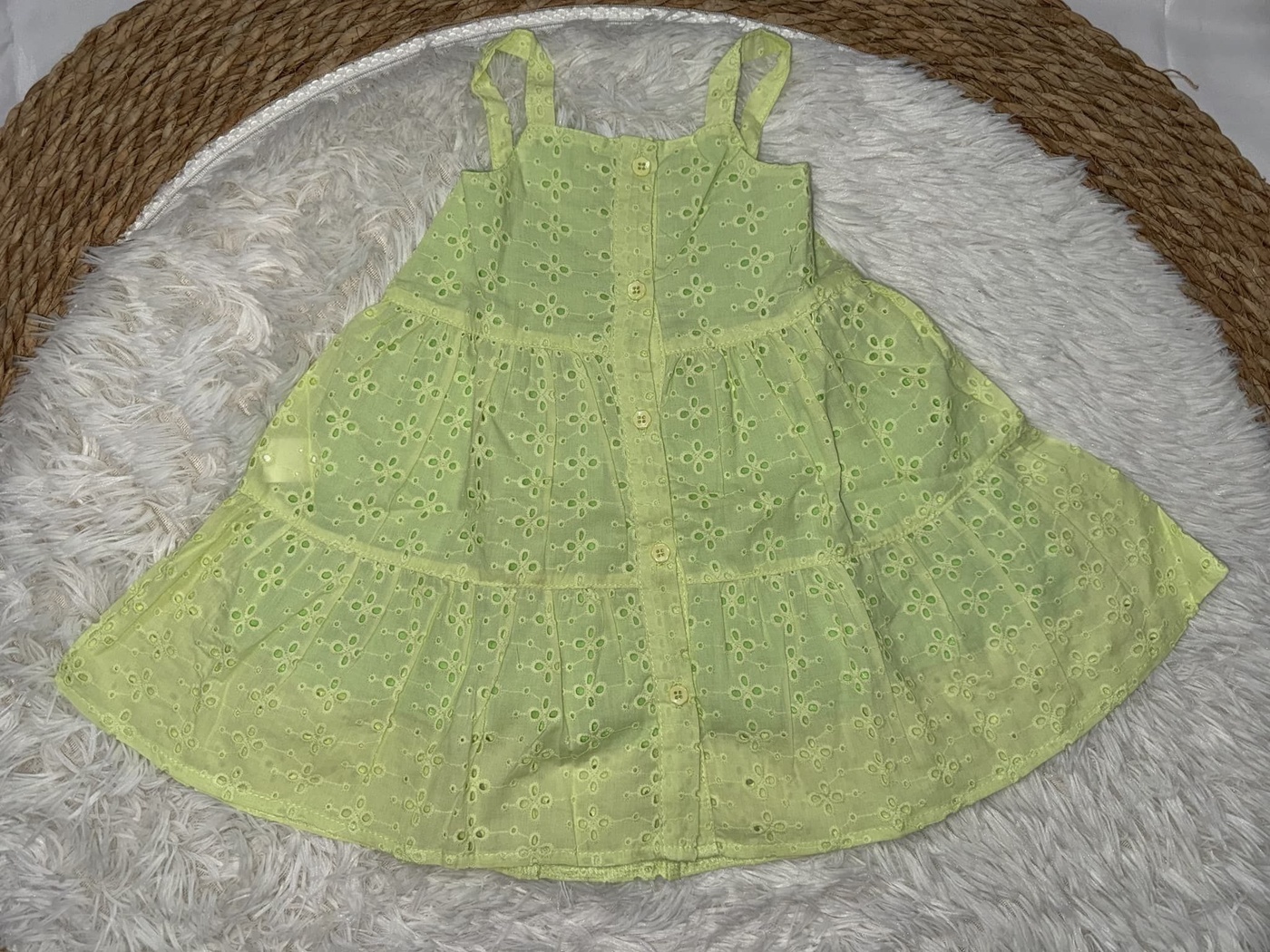 Tiered Green Dress - Girl (Button Front)-04