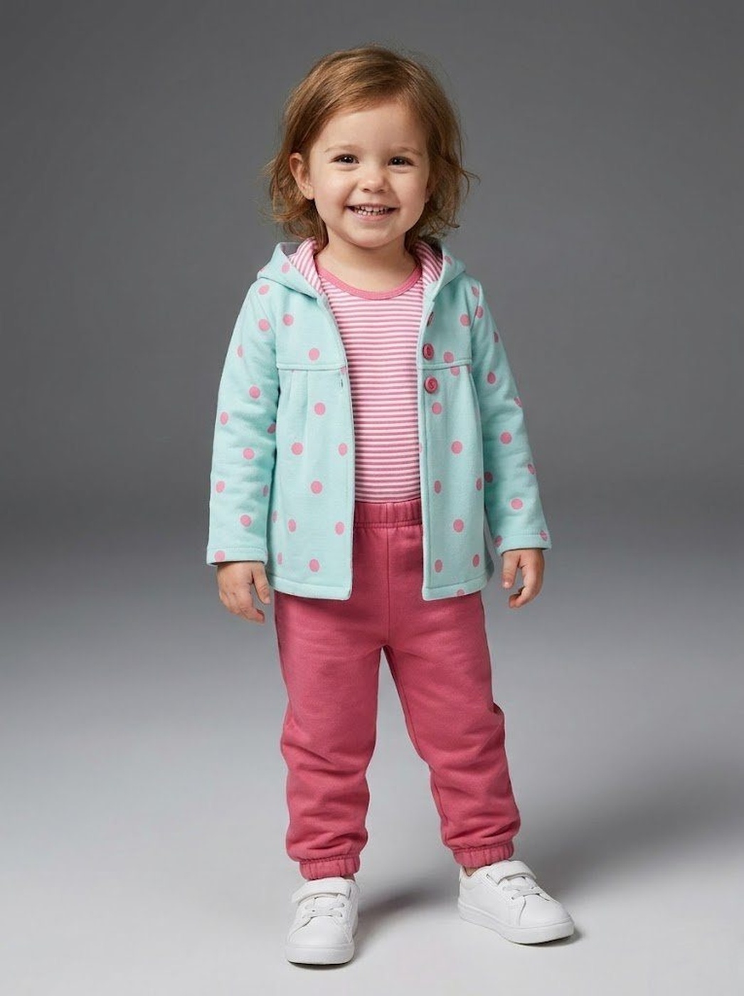 Mint Polka Dot 3-Piece Set - Baby Girl (Pink Striped Onesie)-24M
